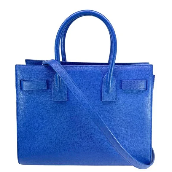 Yves Saint Laurent  Sac De Jour Leather Shoulder Bag Blue - Picture 4 of 12